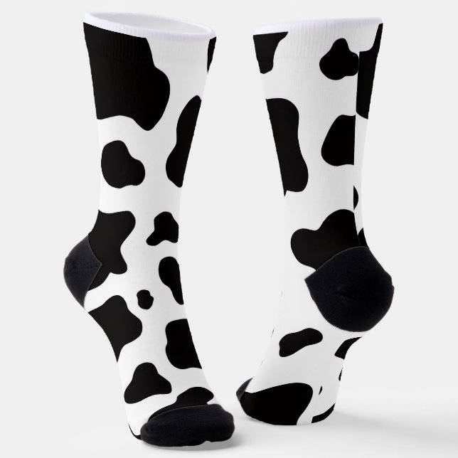 Black and white Faux Cowhide  Socks (Angled)