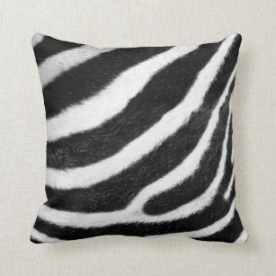 black and white faux fur stripes Zebra Print Cushion