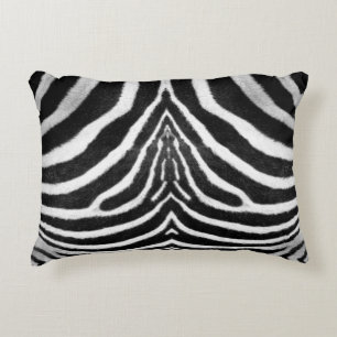 black and white faux fur stripes Zebra Print Decorative Cushion