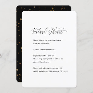 Black and White Faux Gold Virtual Bridal Shower Invitation