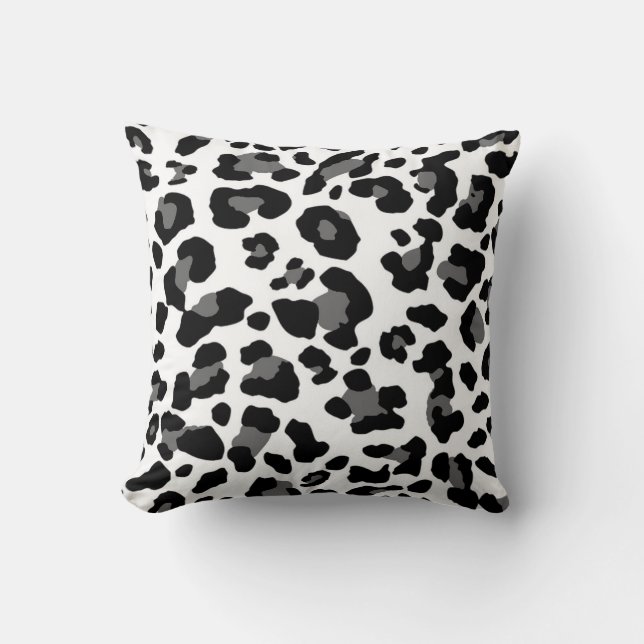 Black and White Faux Leopard Print Cushion (Front)