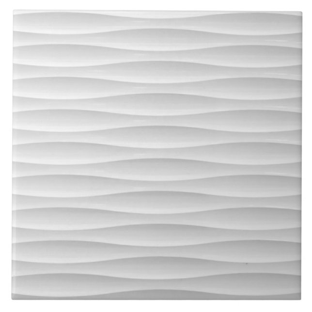 Black and White Faux Striped Textile Ceramic Tile (Front)