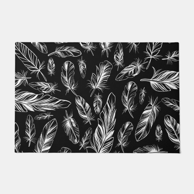 Black and White Feather Doormat (Front)