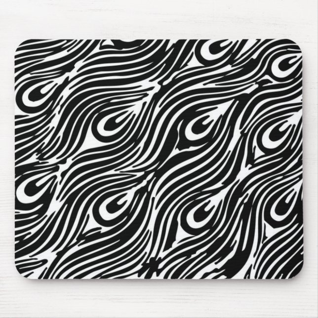 Black And White Feather Pattern Mouse Pad (Front)