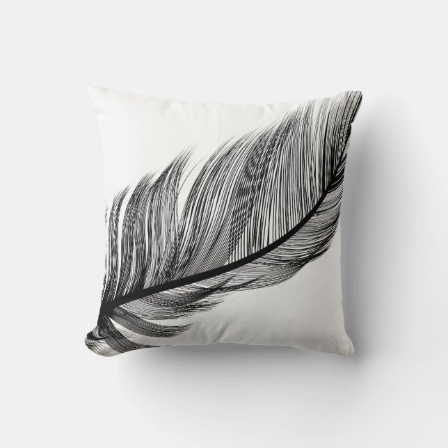 Black and white feather stripe cushion (Front)