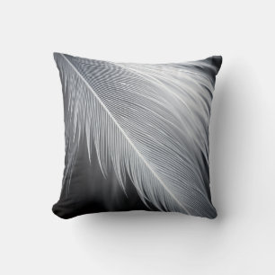 Black and White Feather Throw Pillow
