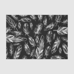 Black and White Feather Tissue Paper