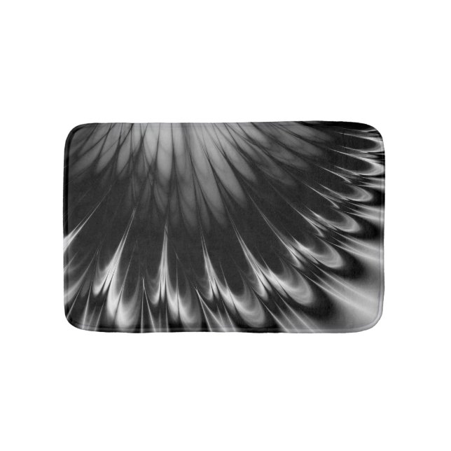 Black and White Feathers Bath Mat (Front)