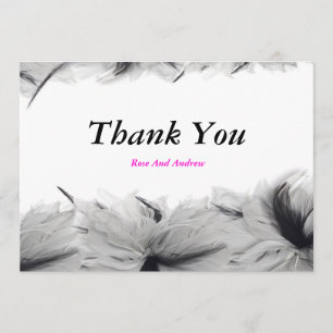 Black And White Feathers Invitation Card