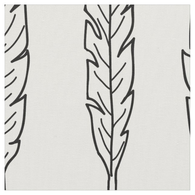 Black and white feathers. Modern scandinavian Fabric (Close Up)