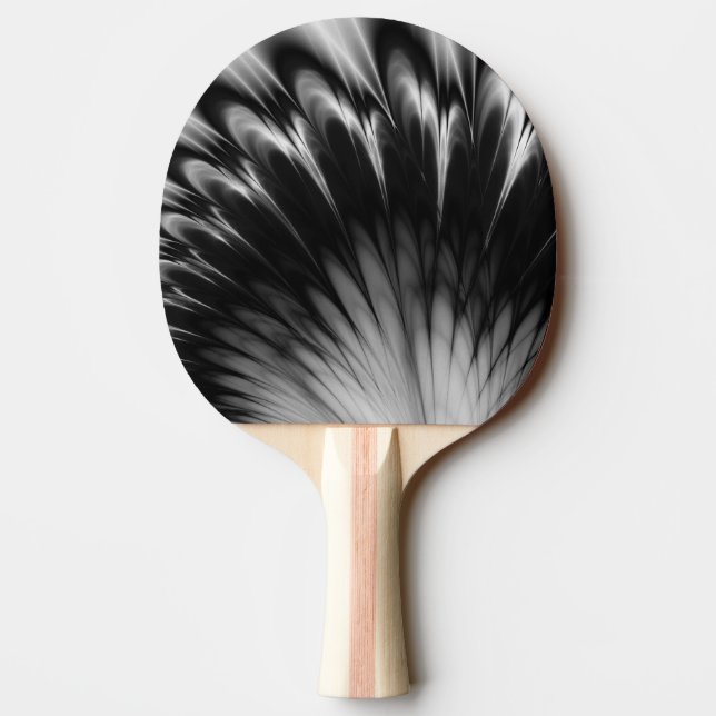 Black and White Feathers Ping Pong Paddle (Back)