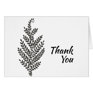 Black and White Fern Design Thank You Card