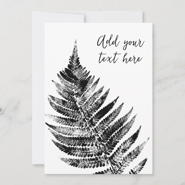 Black and White Fern Leaf Print Invitation (Front)