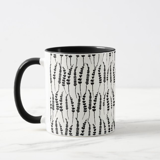 Black and White Fern Pattern Mug (Left)