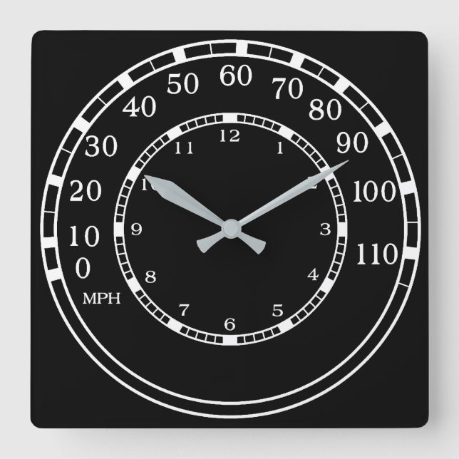 Black and White Figaro Car Speedometer Clock (Front)
