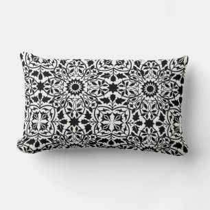 Black and White filigree Lumbar Cushion