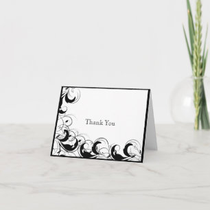 Black and White Filigree Scroll Thank You Card