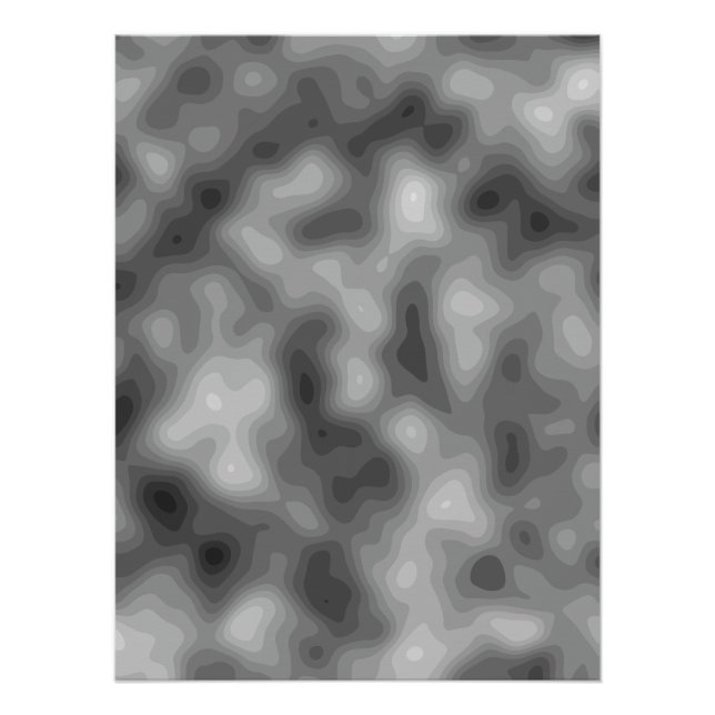 Black and White Filled Topographical Wall Poster (Front)