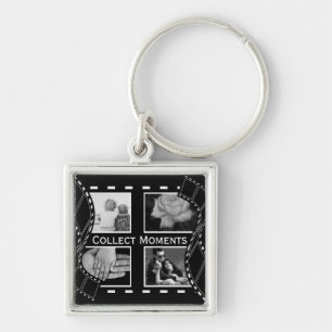 Black and White Film Reel Custom Photo Key Ring