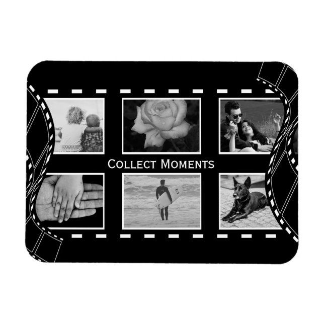 Black and White Film Reel Custom Photo Magnet (Horizontal)