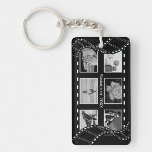 Black and White Film Reel Key Ring