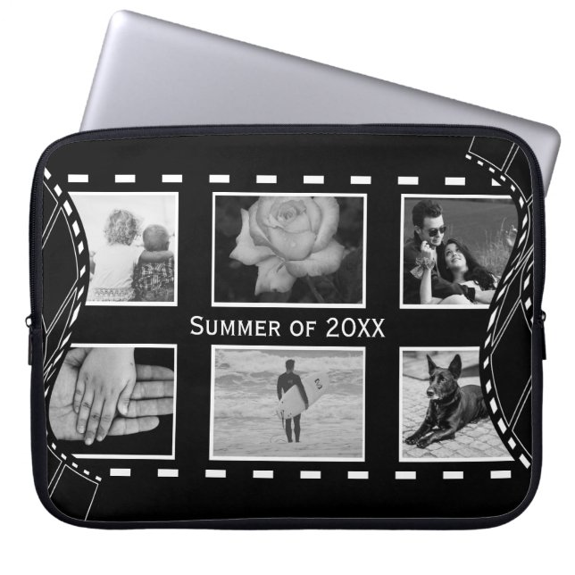 Black and White Film Reel Laptop Sleeve (Front)