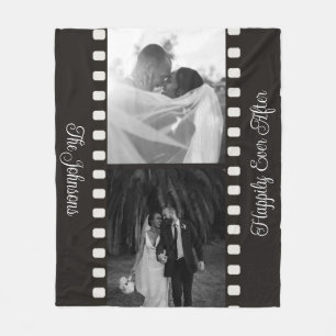 Black And White Film Strip 2 Customisable Photos Fleece Blanket