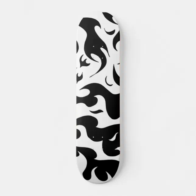black and white fire design skateboard | Zazzle