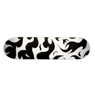 black and white fire design skateboard