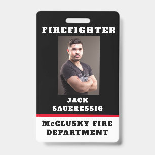 Black and White Firefighter ID Badge
