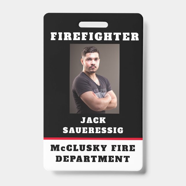 Black and White Firefighter ID Badge (Front)