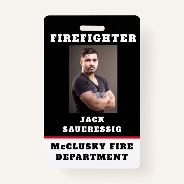 Black and White Firefighter ID Badge (Front)
