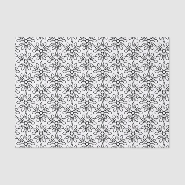 Black and White Fish and Hook Pattern Tissue Paper (Front)