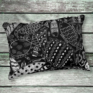 Black And White Fish Pattern Modern Art Decorative Cushion