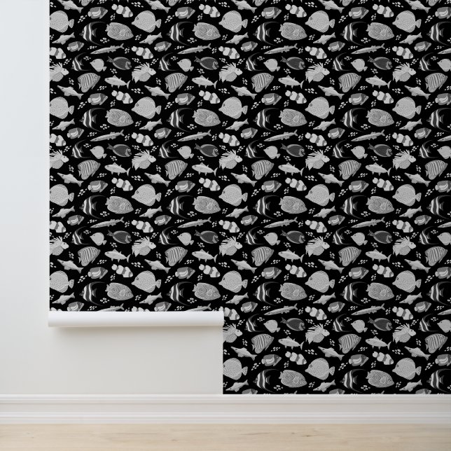 Black and White fish pattern Wallpaper (Application)