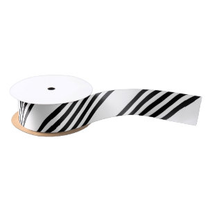 Black and white five stripe pattern satin ribbon