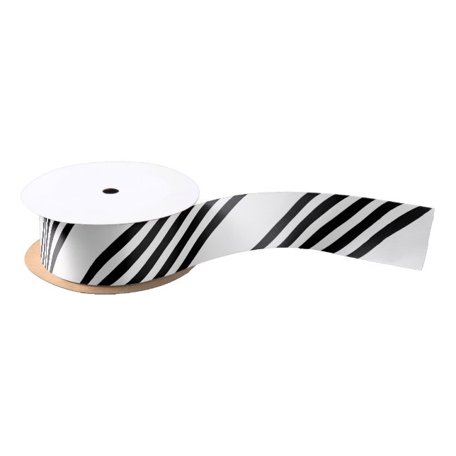 Black and white five stripe pattern satin ribbon (Spool)