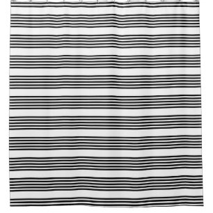 Black and white five stripe pattern shower curtain