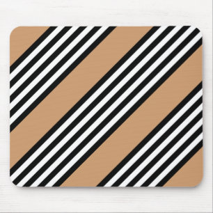 Black and white five stripe pattern with tan mouse pad