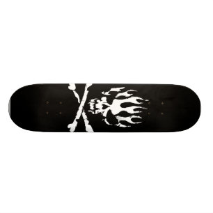 black and white flame skull skate board