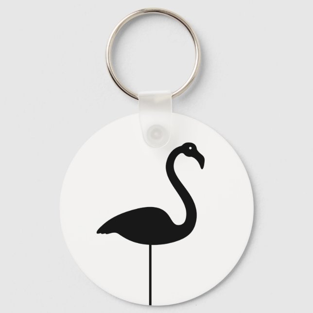 Black and White Flamingo Keychain (Front)