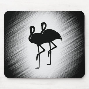 Black and White Flamingo Mouse Pad