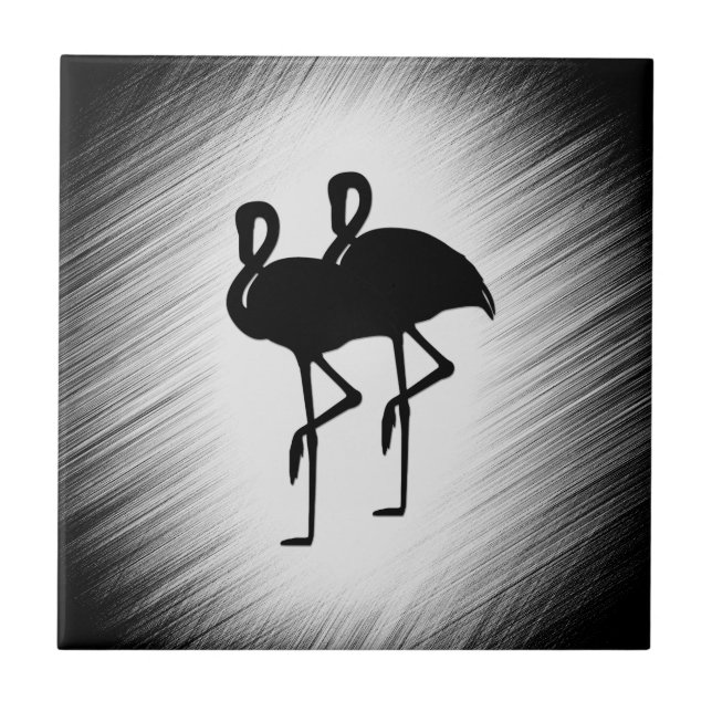 Black and White Flamingo Tile (Front)