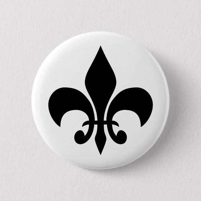 Black and White Fleur de Lis 6 Cm Round Badge (Front)
