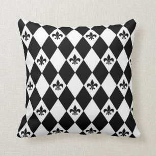 Black And White Fleur de lis Cushion