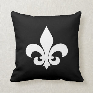 Black and White Fleur de Lis Cushion