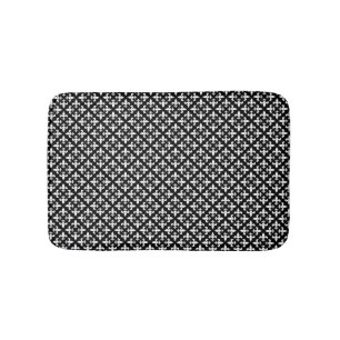 Black and White Fleur De Lis Elegant Pattern Bath Mat