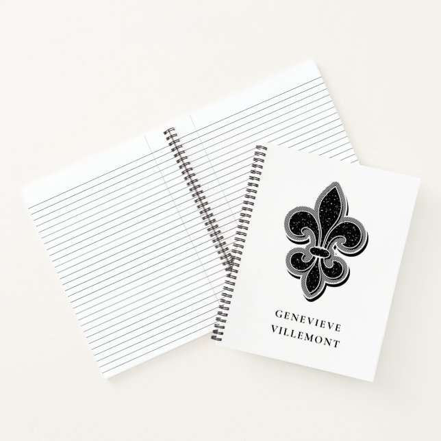 Black and White Fleur De Lis  Notebook (Inside)