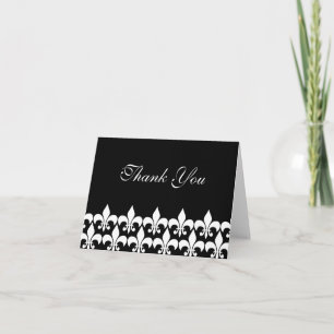 Black and White Fleur de Lis Thank You Card