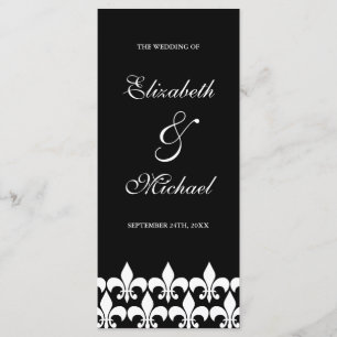 Black and White Fleur de Lis Wedding Program